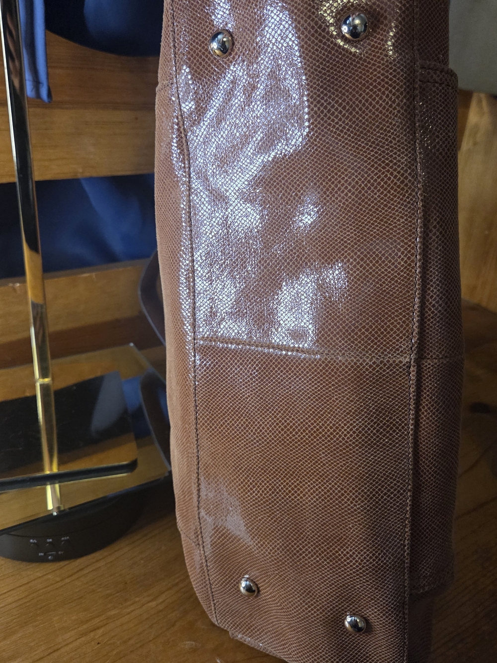 B. Makowsky Cognac Leather Satchel | Luxe Texture + Leopard Lining Chic - Picture 14 of 17